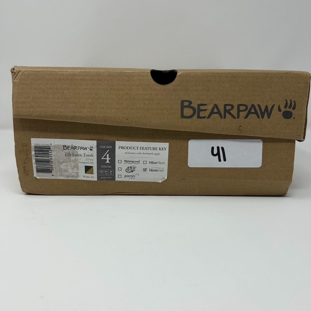 Bearpaw Elle Exotic 2776Y Girls 4 M Boots Brown Black Leopard Wool Lined Winter - Picture 10 of 11